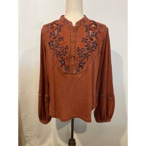 Free People Blouse No size‎ Tag Fits Like A Medium Burnt Orange Color